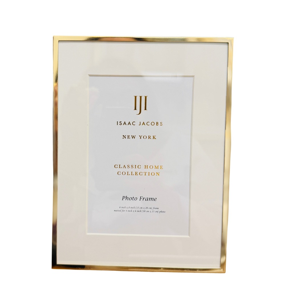 Isaac Jacobs Gold Metal 6x8 Photo Frame Matted for 4x6 Picture MP47-46GD NEW